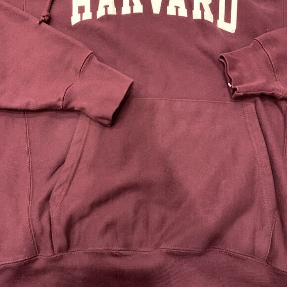 Champion Harvard Hoodie Adult Medium Maroon Reverse Weave Cut Neck Pullover - Picture 4 of 8